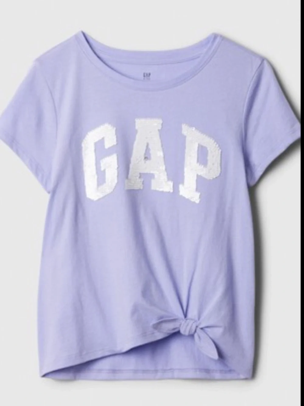 GAP Kids Sequined Logo Tie Front Short Sleeve Tee